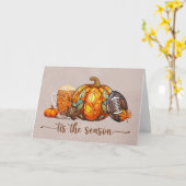 ハロウィンブラウン秋の季節 カード (黄色い花)