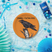 ハロウィンブラックオレンジゴシックゴシック烏の日付 ペーパープレート (パーティー)