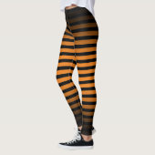 ハロウィンブラックオレンジ縦ストライプグラデーション レギンス (左)