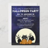 ハロウィンブラックキャットカボチャ墓地満月 招待状 (正面)