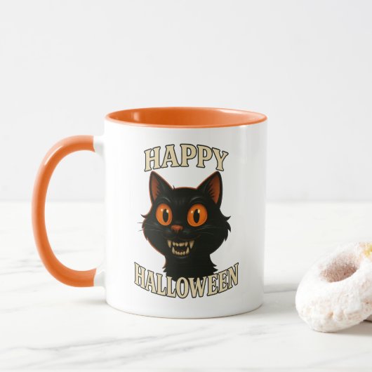 ハロウィンブラックキャット マグカップ (ドーナツ)