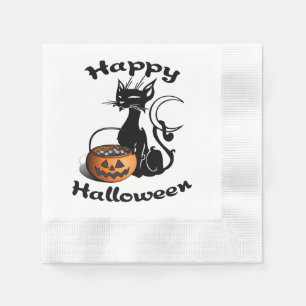 ハロウィンブラックキャット 縁ありカクテルナプキン