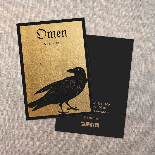 ハロウィンブラッククロウ金ゴールドイヤリング