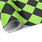 ハロウィンブラックグリーン市松模様に誕生日カスタム文字 ラッピングペーパー (ロールコーナー)