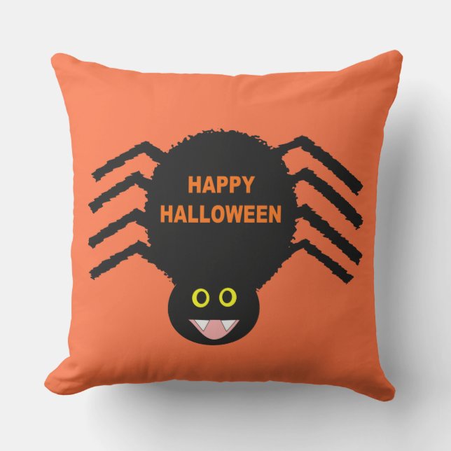 ハロウィンブラックスパイダー屋外枕 クッション (正面)