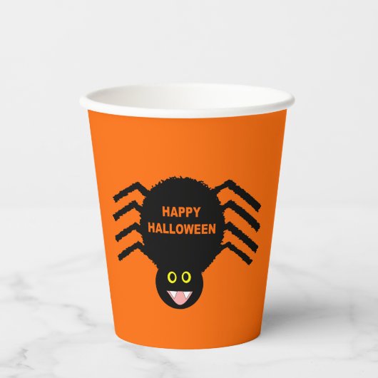 ハロウィンブラックスパイダー 紙コップ (正面)
