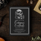 ハロウィンブラックヴィンテージスカル衣装パーティー 招待状