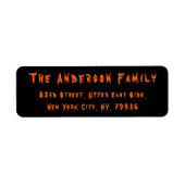 ハロウィンブラック幽霊のよく出るオレンジメール差出人住所 ラベル (正面)