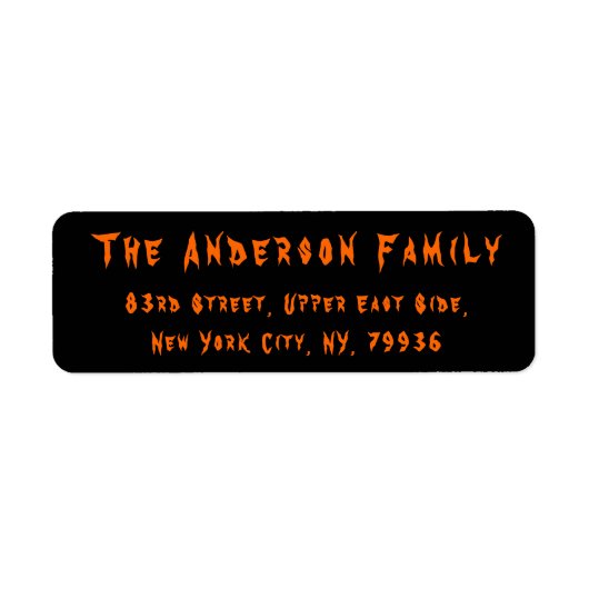 ハロウィンブラック幽霊のよく出るオレンジメール差出人住所 ラベル (正面)