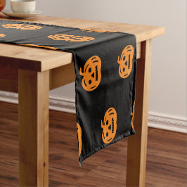 ハロウィンブラック&オレンジハロウィーンのカボチャのちょうちん柄 ショートテーブルランナー
