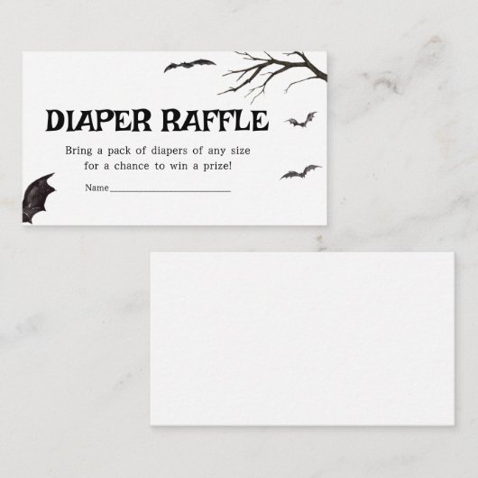 ハロウィンブラック&ホワイトこうもりおむつラッフル エンクロージャーカード (正面/裏面)