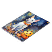 ハロウィンブルテリアとカボチャ怖 ノートブック (左側)