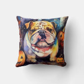 ハロウィンブルドッグとカボチャ怖い クッション (裏面)