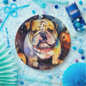 ハロウィンブルドッグとカボチャ怖い ペーパープレート (パーティー)