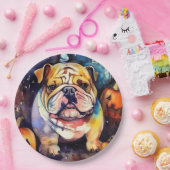 ハロウィンブルドッグとカボチャ怖い ペーパープレート (パーティー)