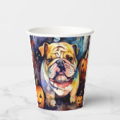 ハロウィンブルドッグとカボチャ怖い 紙コップ (裏面)