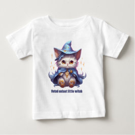 ハロウィンブルー魔女子猫 ベビーTシャツ