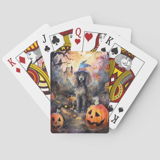 ハロウィンプードルとかぼちゃの怖いデザイン トランプ (裏面)