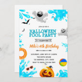 ハロウィンプールパーティーのご招待 招待状 (正面/裏面)