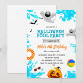 ハロウィンプールパーティーの招待状 招待状 (正面/裏面)