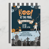 ハロウィンプールパーティーキッズハロウィーン誕生日 招待状 (正面/裏面)