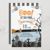 ハロウィンプールパーティーキッズハロウィーン誕生日 招待状 (正面/裏面)