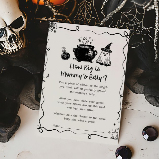 ハロウィンベイビーがやってくる！お母さんのお腹はどのくらい大きいの？ (Whimsical Spooky Ghost Baby Shower How Big Is Mommy's Belly Game)