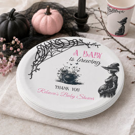 ハロウィンベイビーがやってくる ピンクガールベビーシャワー ペーパープレート