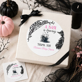 ハロウィンベイビーがやってくる ピンクガールベビーシャワー ラウンドシール