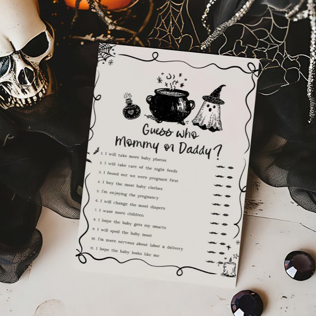 ハロウィンベイビーがやってくる！ママかパパか当てよう (Whimsical Spooky Ghost Baby Shower Guess Who Mommy or Daddy Game)