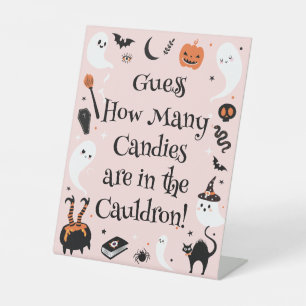 ハロウィンベイビーシャワーのお菓子当てゲーム 台座サイン