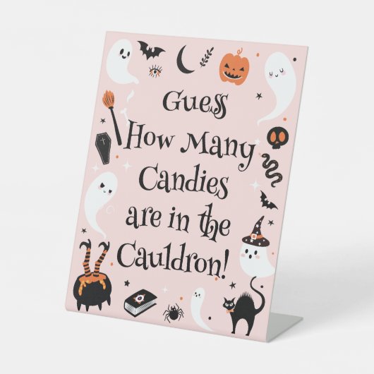 ハロウィンベイビーシャワーのお菓子当てゲーム 台座サイン (正面)
