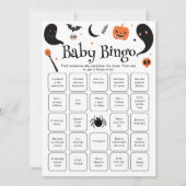 ハロウィンベイビーシャワーのゲストビンゴカード探し 招待状 (正面)