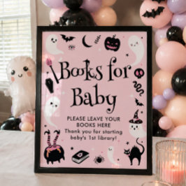 ハロウィンベイビーシャワーの女の子の赤ちゃんのための本 ポスター