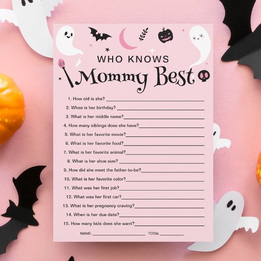 ハロウィンベイビーシャワー誰がママのことを一番知っているゲームカード 招待状