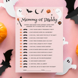 ハロウィンベビーガールシャワーのゲストが誰か当てるゲームカード 招待状