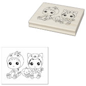 ハロウィンベビーキャットドラゴン衣装カラーリングページ ラバースタンプ (押印)