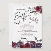 ハロウィンベビーシャワーにぴったりな「Floral Batty for Baby」 招待状 (正面)