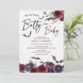 ハロウィンベビーシャワーにぴったりな「Floral Batty for Baby」 招待状 (スタンド正面)
