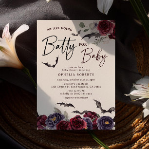 ハロウィンベビーシャワーにぴったりな「Floral Batty for Baby」 招待状
