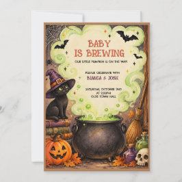 ハロウィンベビーシャワーの招待状 Baby Is Brewing 招待状