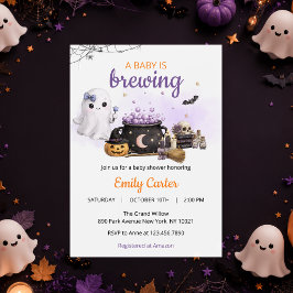 ハロウィンベビーシャワーの招待状 Baby Is Brewing 招待状