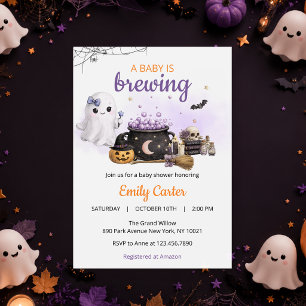 ハロウィンベビーシャワーの招待状 Baby Is Brewing 招待状