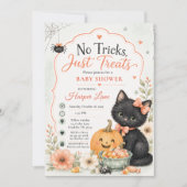 ハロウィンベビーシャワーの黒猫デザイン 招待状 (正面)