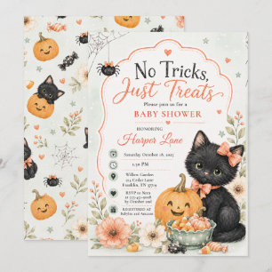 ハロウィンベビーシャワーの黒猫デザイン 招待状