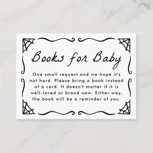 ハロウィンベビーシャワーのBaby+Booksカード エンクロージャーカード (正面)