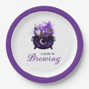 ハロウィンベビーシャワーパーティー用紙皿 Baby Is Brewing ペーパープレート