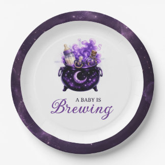 ハロウィンベビーシャワーパーティー用紙皿 Baby Is Brewing ペーパープレート
