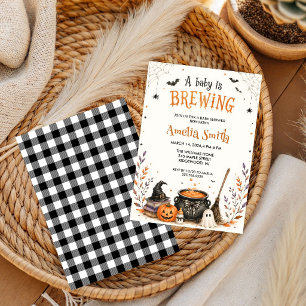 ハロウィンベビーシャワー招待状 A Baby Is Brewing 招待状