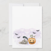 ハロウィンベビーシャワー パープルベイビーができあがりつつあります 招待状 (裏面)